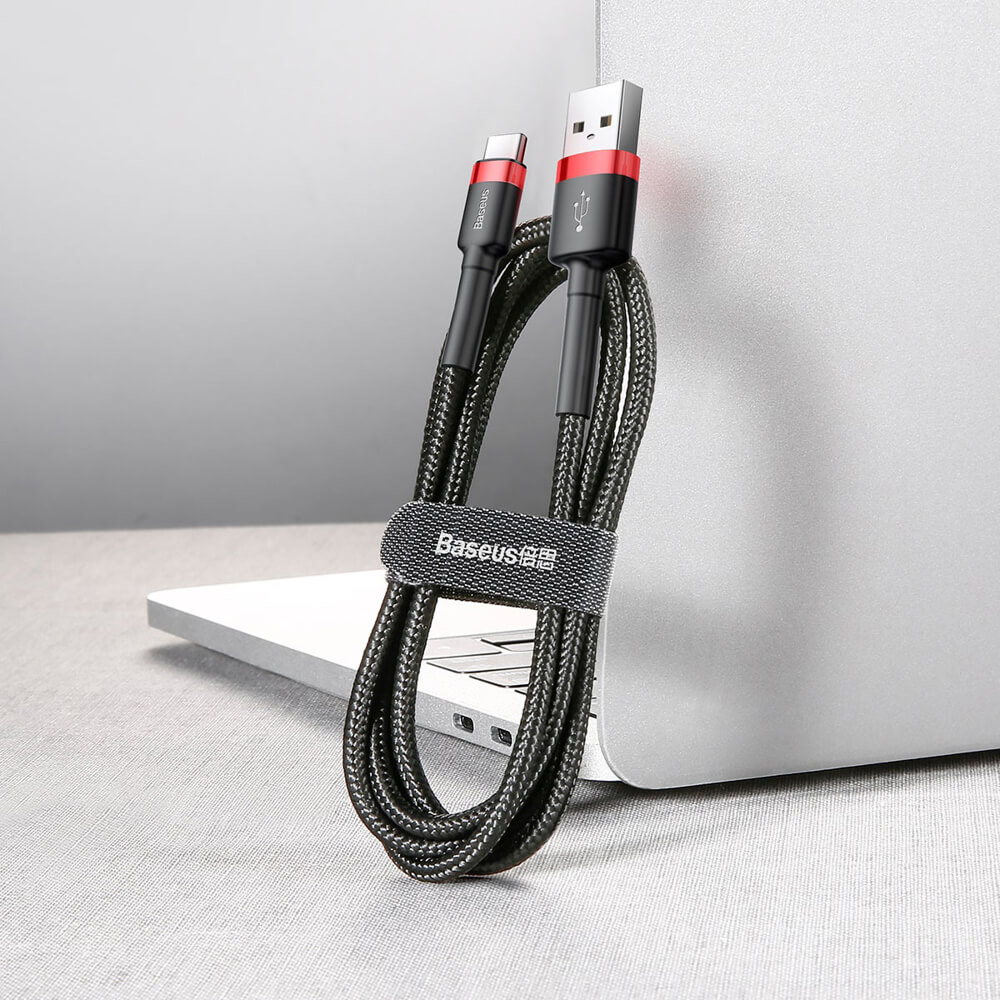 BASEUS Baseus Cafule USB-C till USB-A kabel QC 3.0 3A 0.5M Svart-Röd
