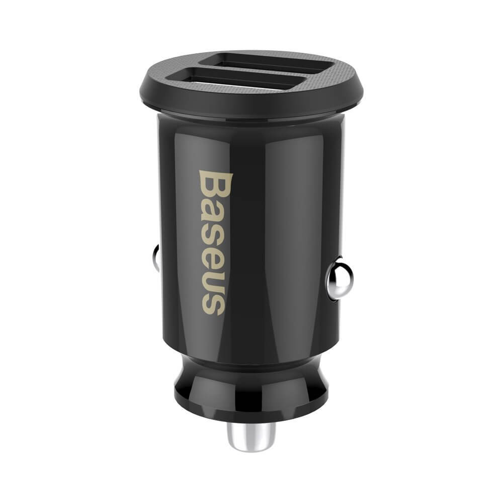 BASEUS Baseus Grain Billaddare Mini Universal Smart 2x USB 3.1A Svart