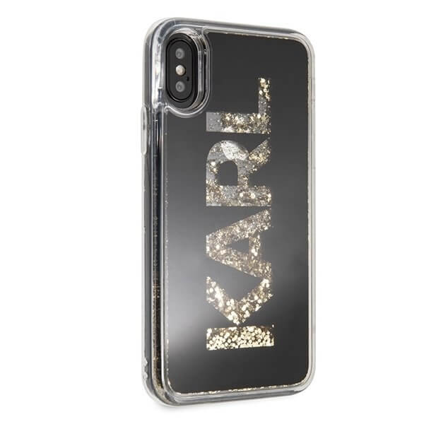 UTGATT4 Karl Lagerfeld Skal iPhone X/Xs Karl logo Glitter - Svart