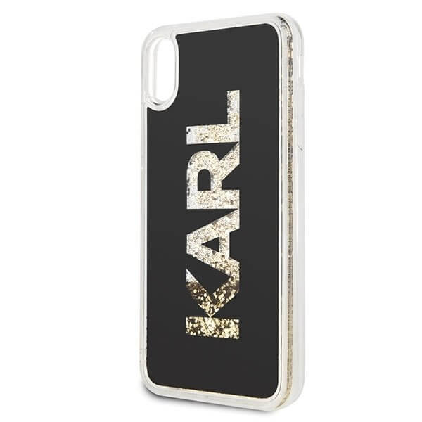 UTGATT1 Karl Lagerfeld Skal iPhone Xs Max Karl logo Glitter - Svart