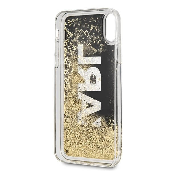 UTGATT1 Karl Lagerfeld Skal iPhone Xs Max Karl logo Glitter - Svart