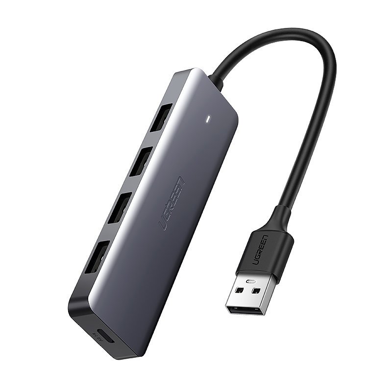 UTGATT1 UGreen USB 4x USB 3.2 Gen 1 HUB / micro USB strömport Grå