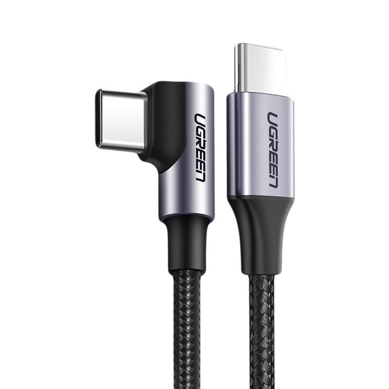 UTGATT1 UGreen USB-C till USB-C angled Kabel 2 m Svart Grå