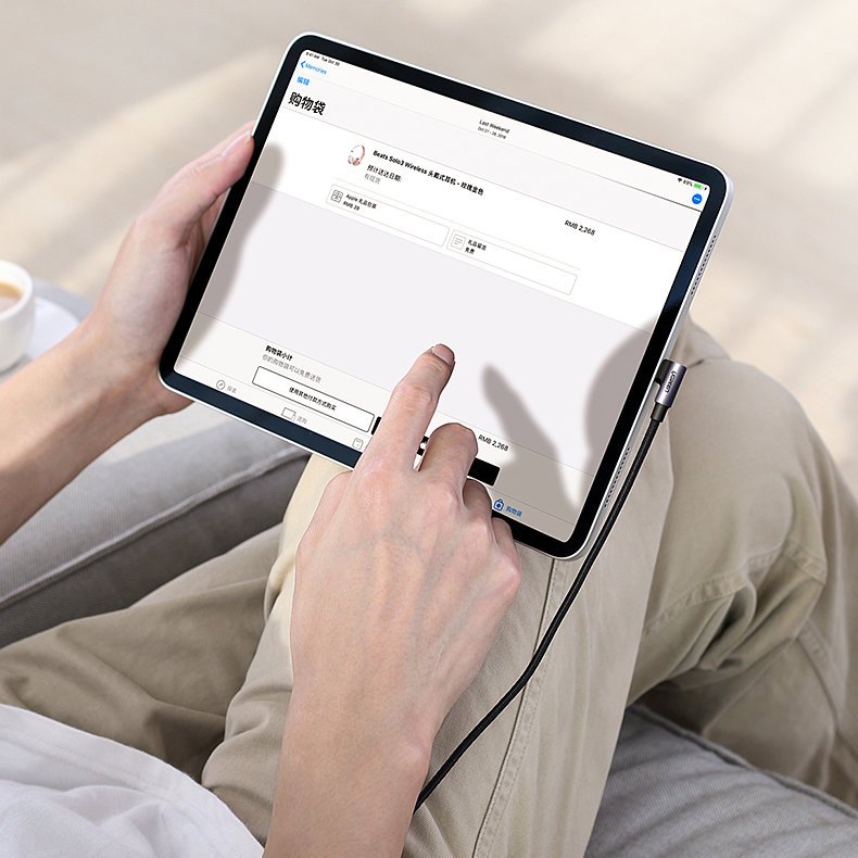 UTGATT1 UGreen USB-C till USB-C angled Kabel 2 m Svart Grå