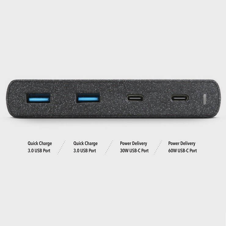 UNIQ UNIQ HUB Surge 2x USB 3.0 + 2x USB-C PD 3.0 Svart