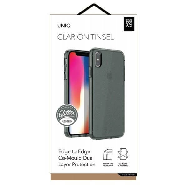 UNIQ UNIQ Clarion Tinsel skal iPhone X/Xs Ångrök