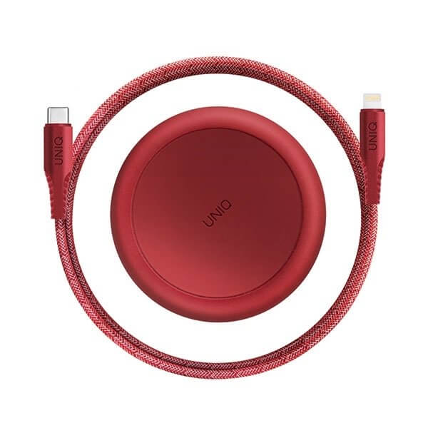 UNIQ UNIQ Halo USB-C till lightning kabel MFI 18W 1.2m carmine Röd