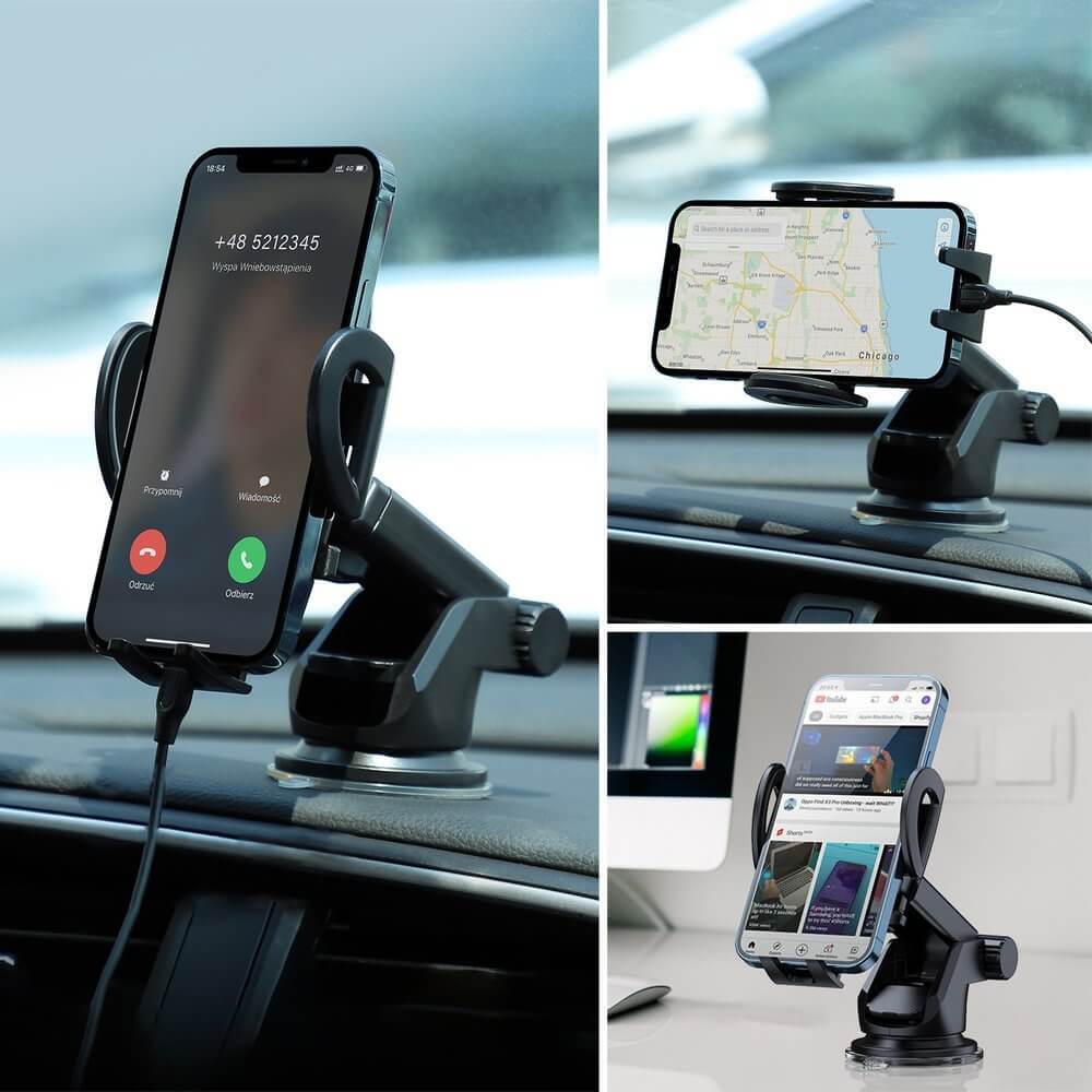 Joyroom Joyroom mechanical car phone holder adjustable dashboard - Svart