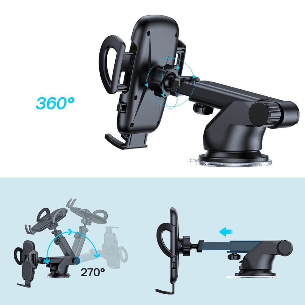 Joyroom Joyroom mechanical car phone holder adjustable dashboard - Svart