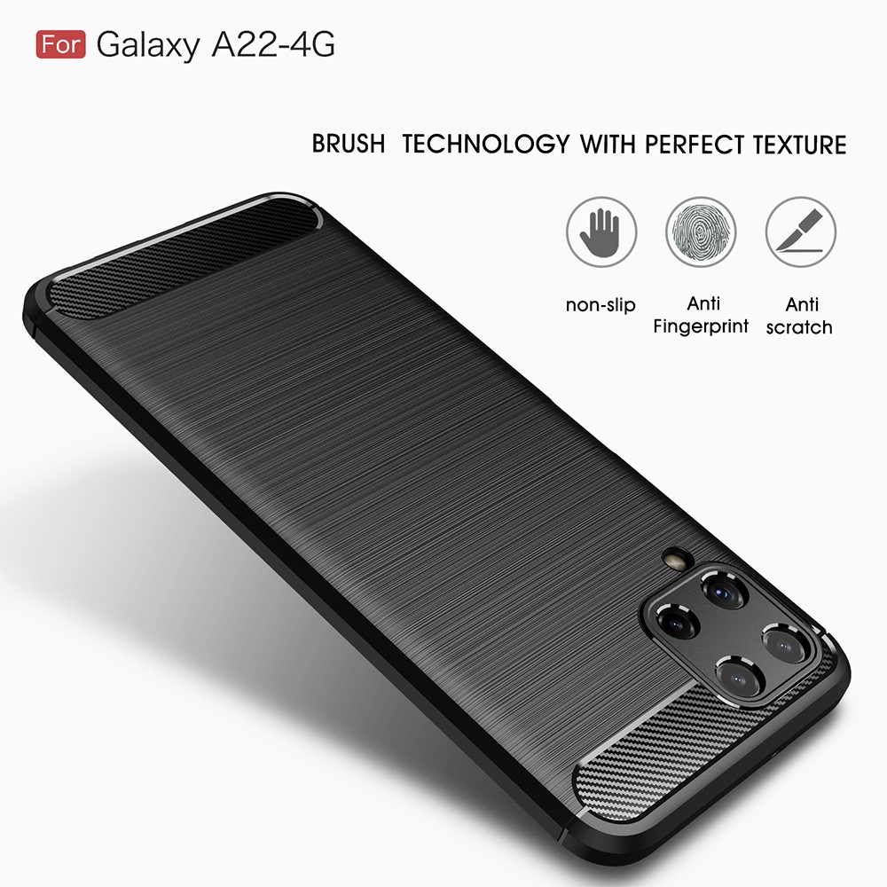OEM TPU Carbon Skal Galaxy A22 4G - Svart