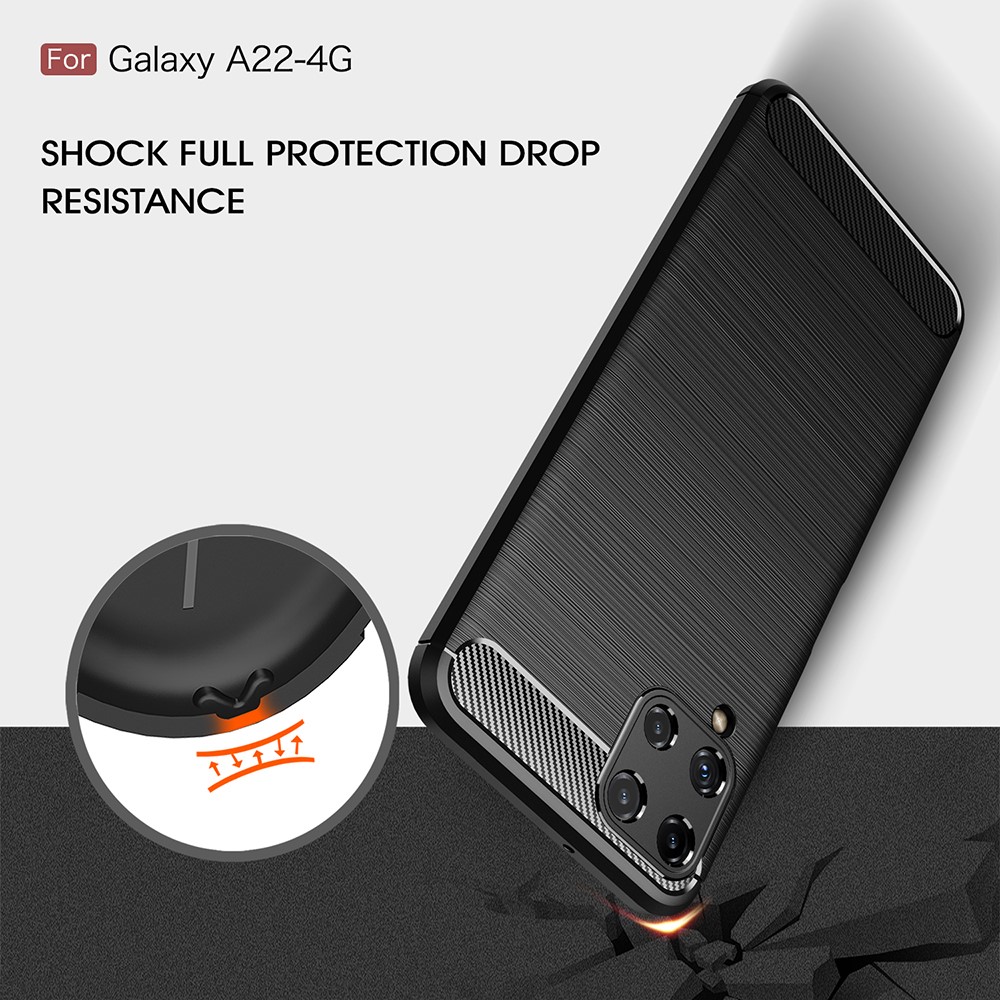 OEM TPU Carbon Skal Galaxy A22 4G - Svart