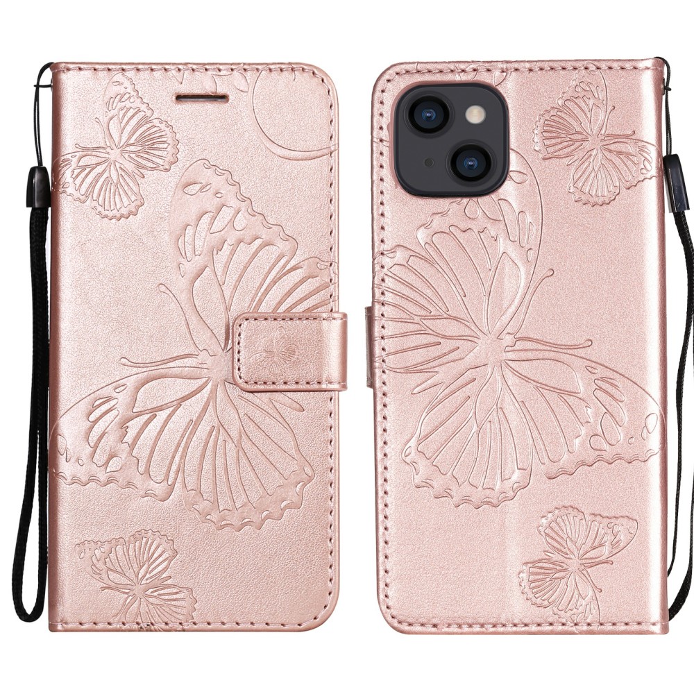 OEM Fjärilar Plånboksfodral iPhone 13 Mini - Rose Gold