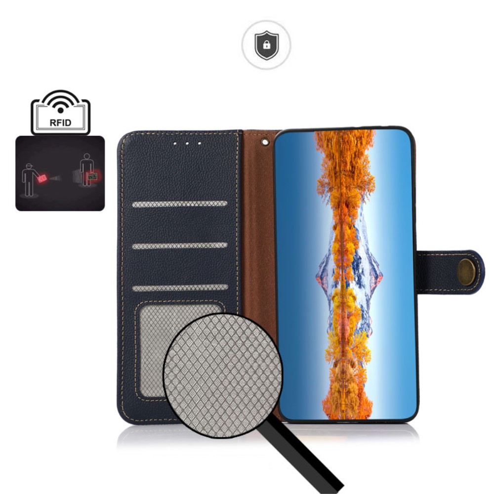 KHAZNEH Khazneh Äkta Läder Fodral till iPhone 13 Pro - Blå