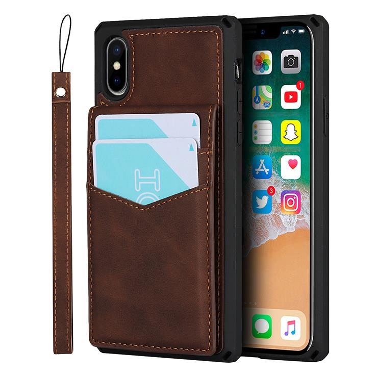 OEM Skal med Kortplatser till iPhone X / Xs - Brun