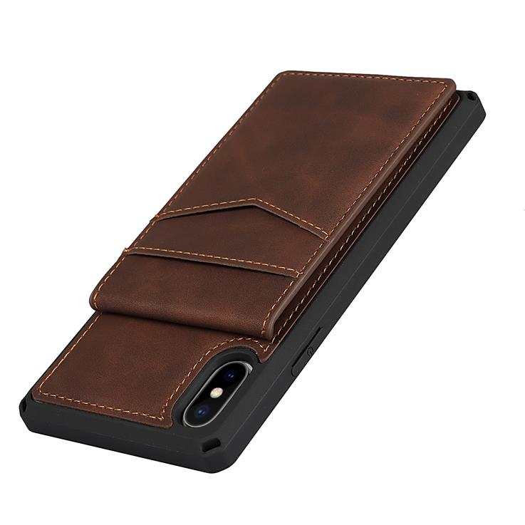 OEM Skal med Kortplatser till iPhone X / Xs - Brun