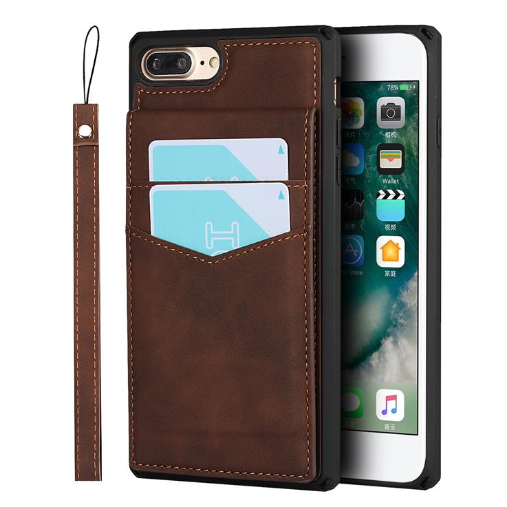 OEM Skal med Kortplatser till iPhone 7/8 Plus - Brun