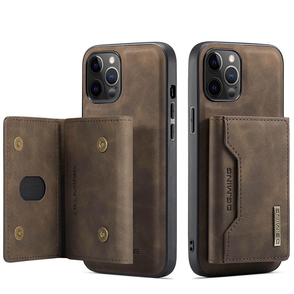 OEM DG.MING iPhone 12 Pro Max Tri-fold Wallet Med Kickstand - Coffee
