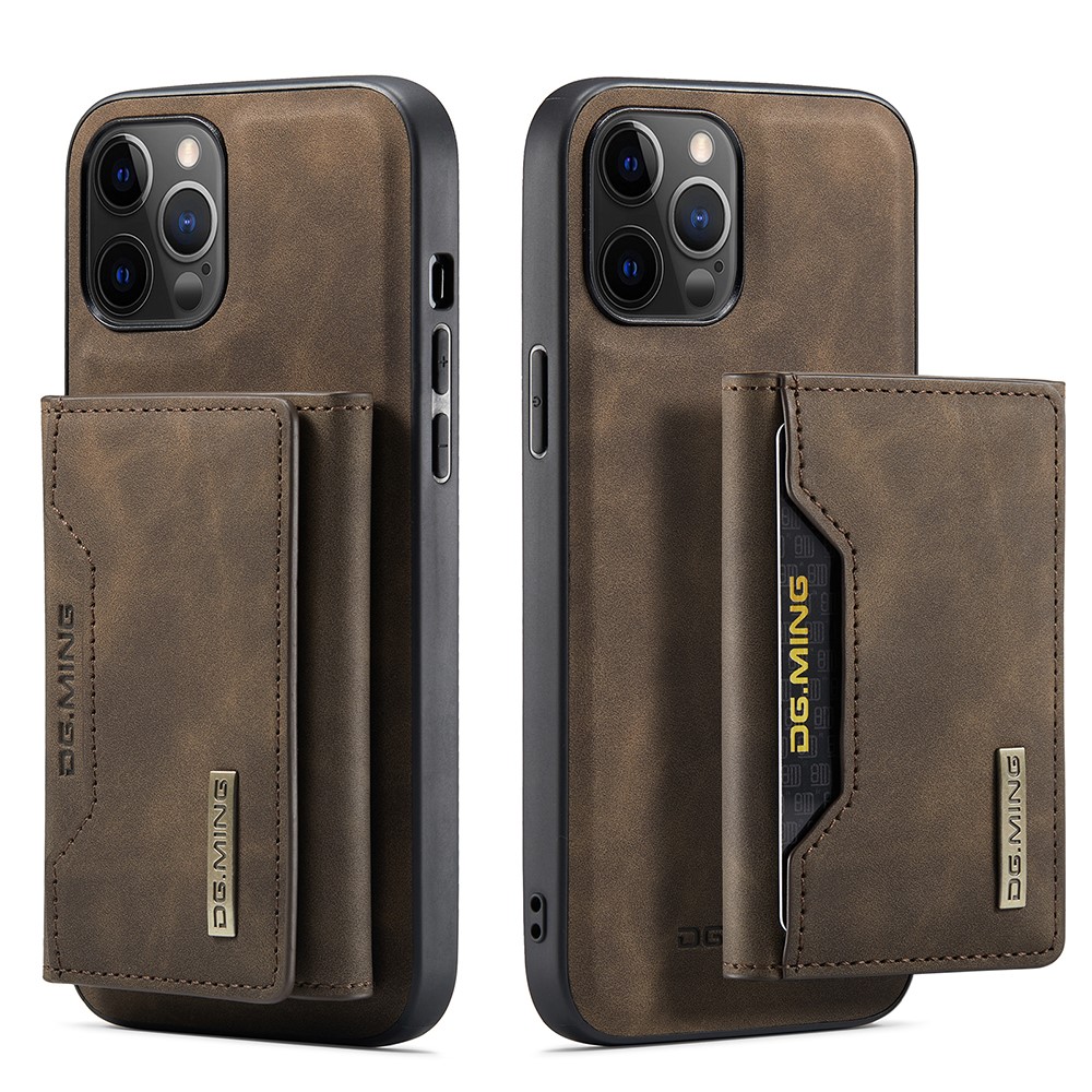 OEM DG.MING iPhone 12 Pro Max Tri-fold Wallet Med Kickstand - Coffee