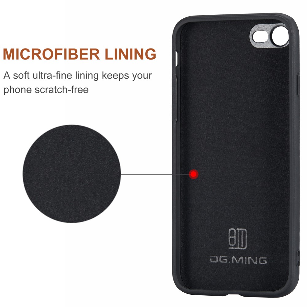 DG.MING iPhone 7/8/SE 2020 Skal DG.MING Magnetic Tri-fold Wallet Med Kickstand - Svart