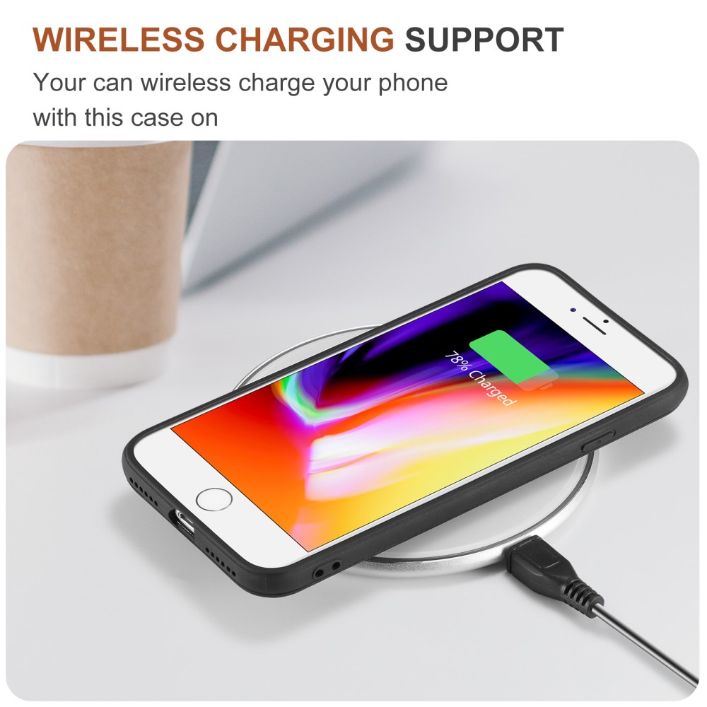 DG.MING iPhone 7/8/SE 2020 Skal DG.MING Magnetic Tri-fold Wallet Med Kickstand - Svart