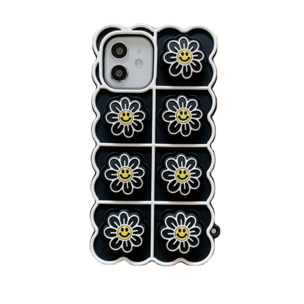 Fidget Toys Smiley Flower Pop it Fidget Skal till iPhone 11 - Svart