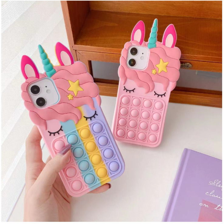 Fidget Toys Unicorn Pop it fidget skal till iPhone 11 - Rosa