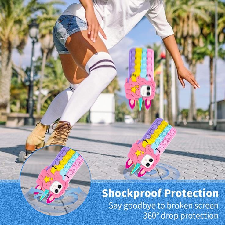 Fidget Toys Unicorn Pop it fidget skal till iPhone 11 - Rosa