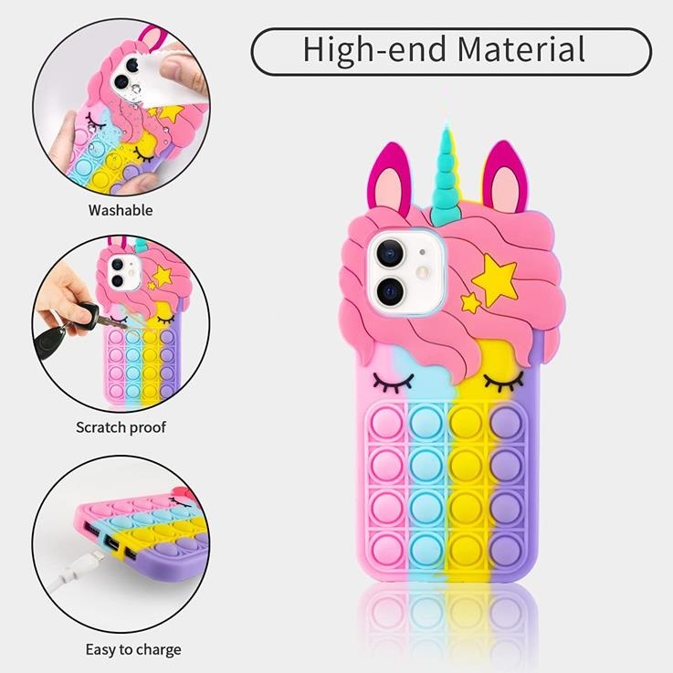 Fidget Toys Unicorn Pop it fidget skal till iPhone 7/8/SE 2020/ SE 2022 - Rosa