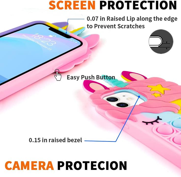 Fidget Toys Unicorn Pop it fidget skal till iPhone 7/8/SE 2020/ SE 2022 - Rosa