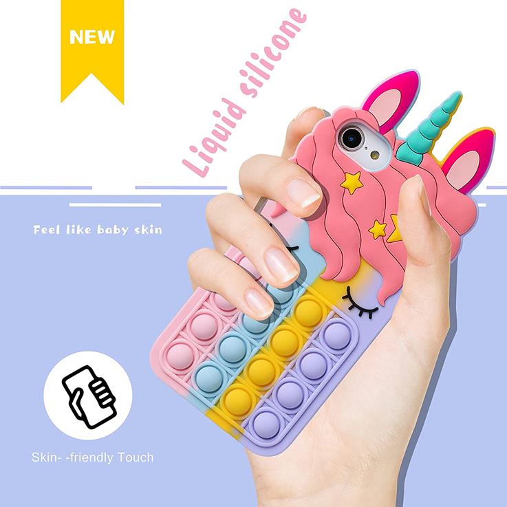 Fidget Toys Unicorn Pop it fidget skal till iPhone 7/8/SE 2020/ SE 2022 - Rosa