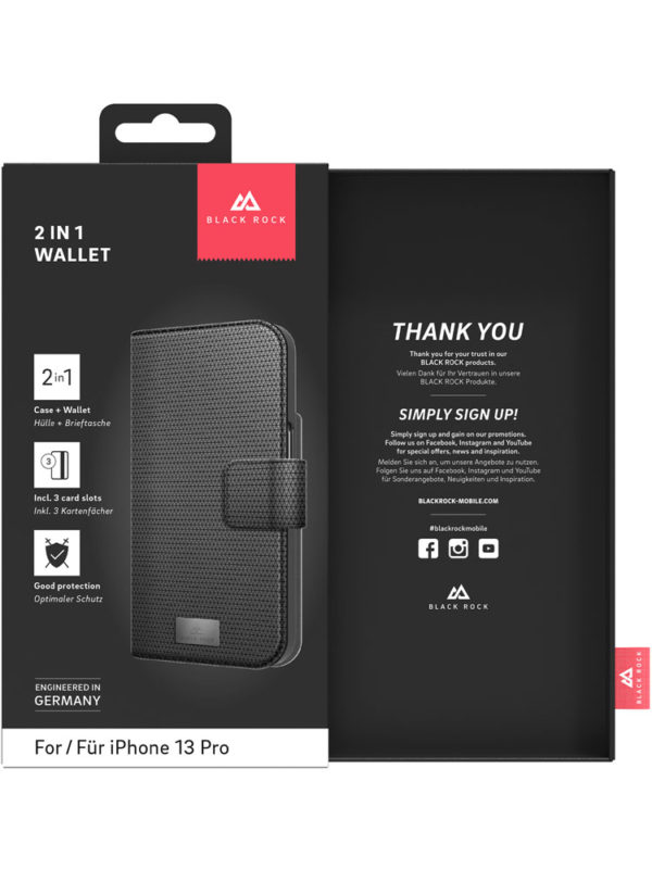 Black Rock Black Rock 2i1 Plånboksfodral iPhone 13 Pro - Svart