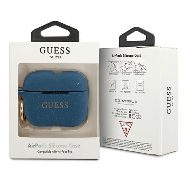 Guess Guess Skal AirPods Pro Silicone Glitter - Blå