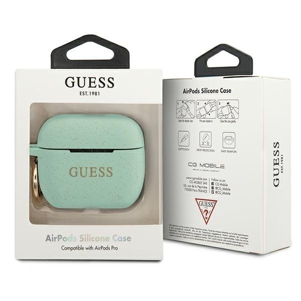 Guess Guess Skal AirPods Pro Silicone Glitter - Grön