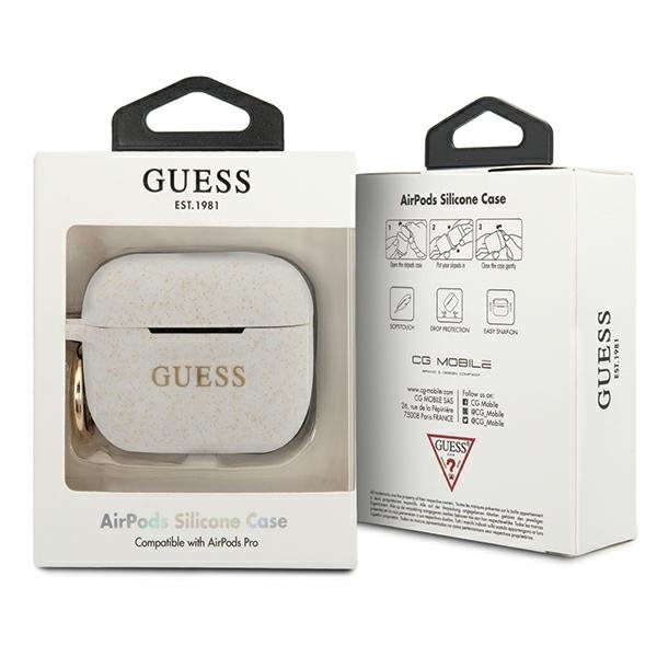 Guess Guess Skal AirPods Pro Silicone Glitter - Vit