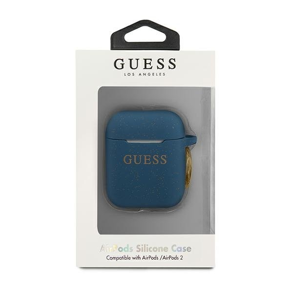 Guess Guess Skal AirPods Silicone Glitter - Blå