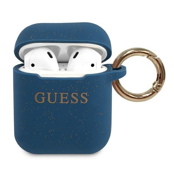 Guess Guess Skal AirPods Silicone Glitter - Blå