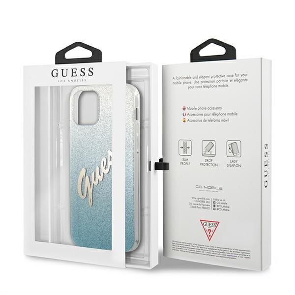 Guess Guess Skal iPhone 12 & 12 Pro Glitter Gradient Script - Blå