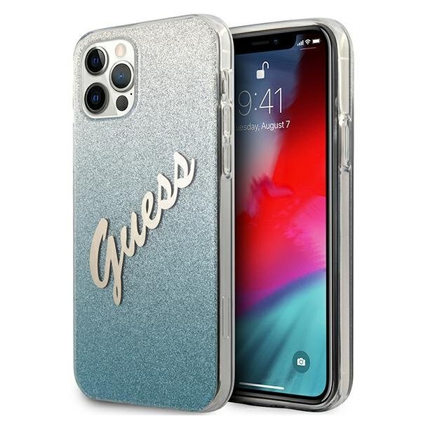 Guess Guess Skal iPhone 12 & 12 Pro Glitter Gradient Script - Blå