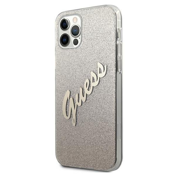 Guess Guess Skal iPhone 12 & 12 Pro Glitter Gradient Script - Guld