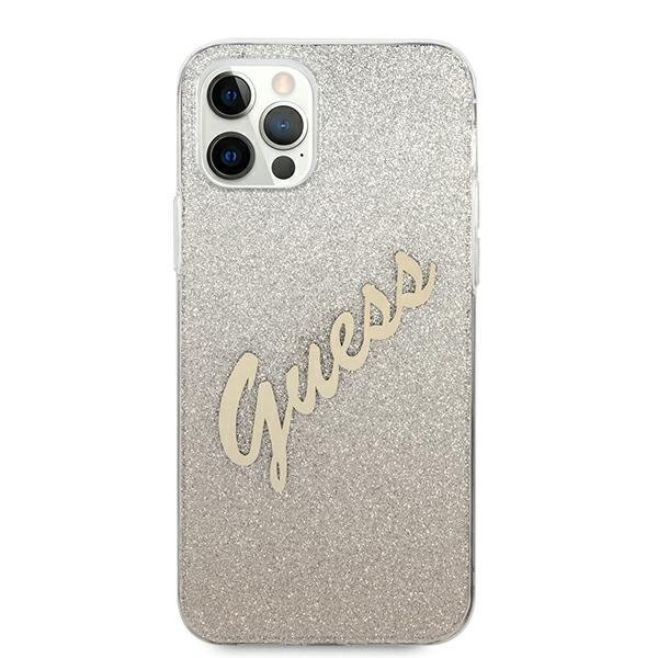 Guess Guess Skal iPhone 12 & 12 Pro Glitter Gradient Script - Guld