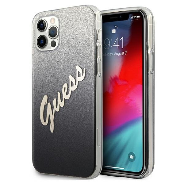 Guess Guess Skal iPhone 12 & 12 Pro Glitter Gradient Script - Svart