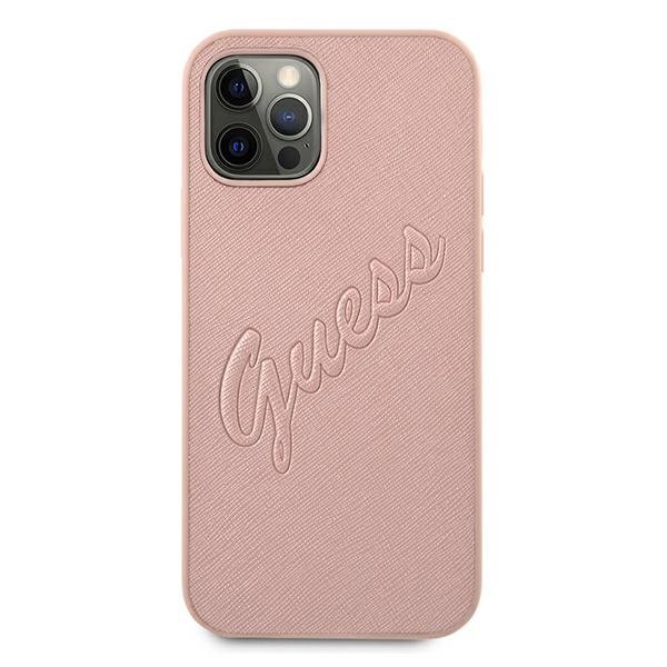 Guess GUESS Skal iPhone 12 & 12 Pro Saffiano Vintage - Rosa