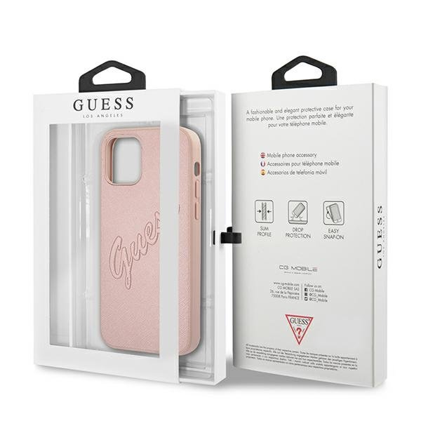 Guess GUESS Skal iPhone 12 & 12 Pro Saffiano Vintage - Rosa