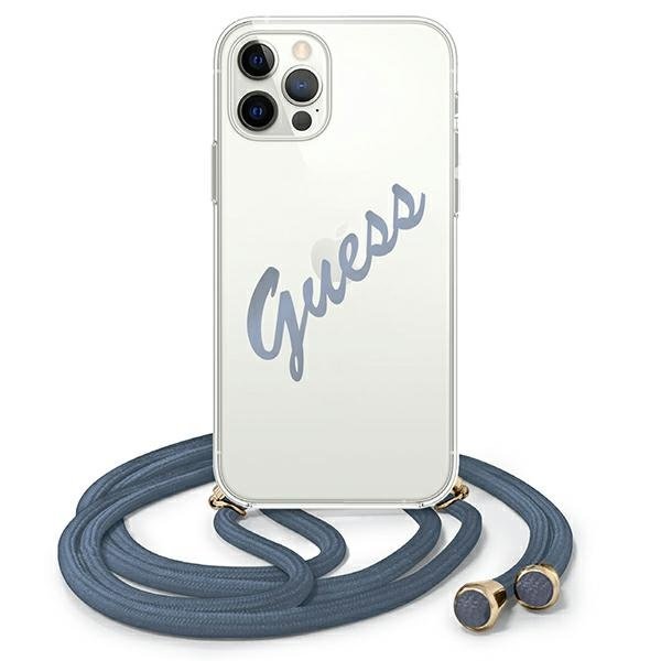 Guess Guess Skal iPhone 12 & 12 Pro Script Vintage Strap - Blå