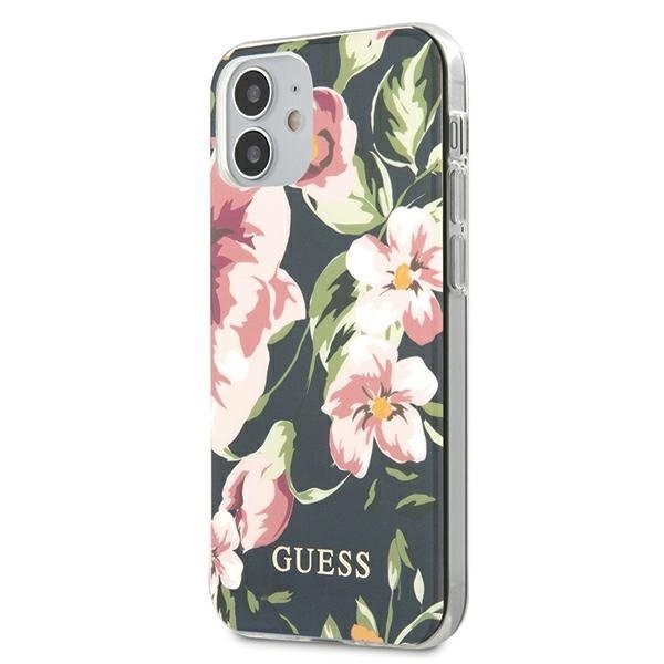 Guess Guess Skal iPhone 12 mini Flower Collection - Navy Blå