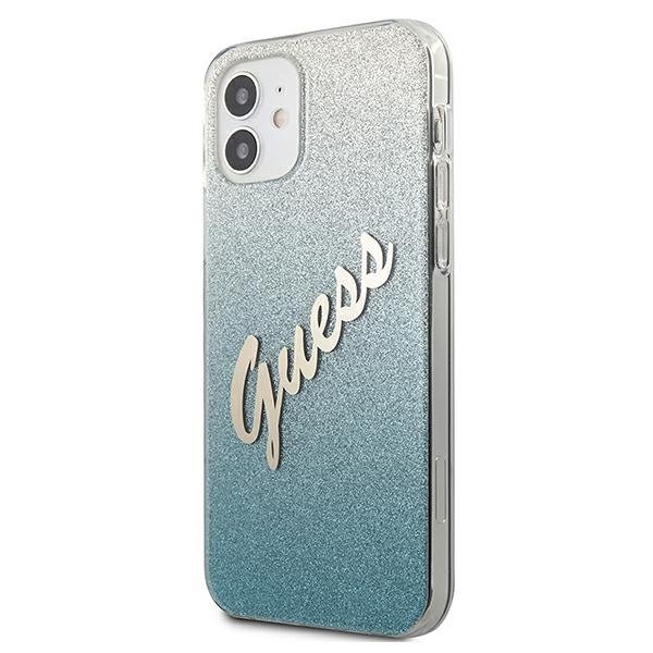 Guess Guess Skal iPhone 12 Mini Glitter Gradient Script - Blå