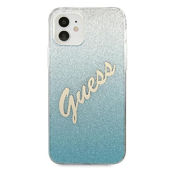 Guess Guess Skal iPhone 12 Mini Glitter Gradient Script - Blå