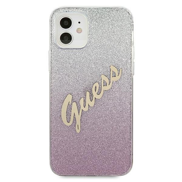 Guess Guess Skal iPhone 12 Mini Glitter Gradient Script - Rosa