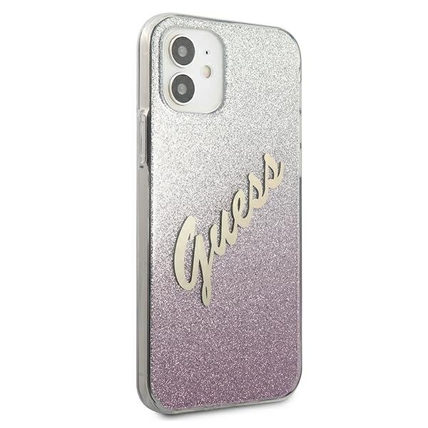 Guess Guess Skal iPhone 12 Mini Glitter Gradient Script - Rosa