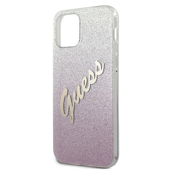 Guess Guess Skal iPhone 12 Mini Glitter Gradient Script - Rosa